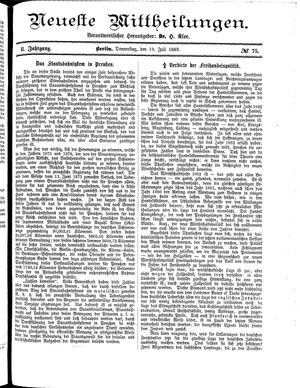 Neueste Mittheilungen vom 19.07.1883