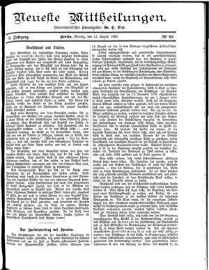 Neueste Mittheilungen vom 13.08.1883