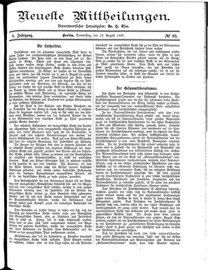 Neueste Mittheilungen vom 16.08.1883