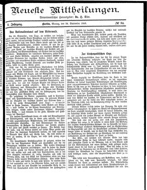 Neueste Mittheilungen vom 24.09.1883
