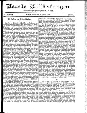 Neueste Mittheilungen vom 08.10.1883