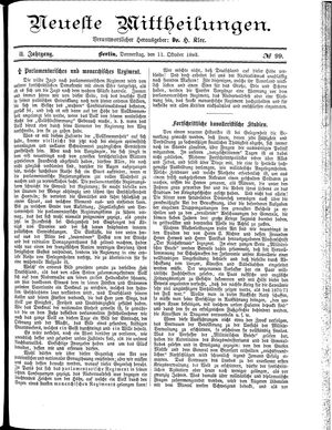 Neueste Mittheilungen vom 11.10.1883