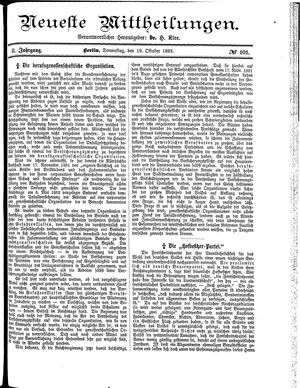 Neueste Mittheilungen vom 18.10.1883