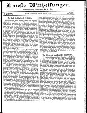 Neueste Mittheilungen vom 25.10.1883