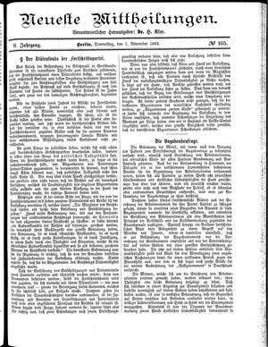 Neueste Mittheilungen vom 01.11.1883