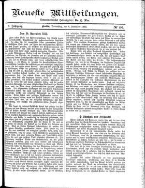 Neueste Mittheilungen vom 08.11.1883