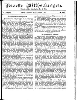Neueste Mittheilungen vom 15.11.1883