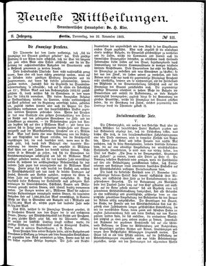 Neueste Mittheilungen vom 22.11.1883