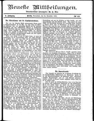 Neueste Mittheilungen vom 24.11.1883