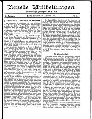 Neueste Mittheilungen vom 01.12.1883
