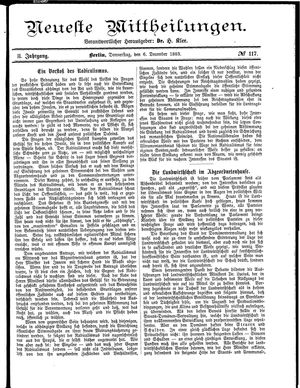 Neueste Mittheilungen vom 06.12.1883