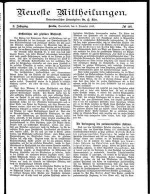 Neueste Mittheilungen vom 08.12.1883