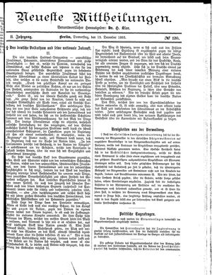 Neueste Mittheilungen vom 13.12.1883