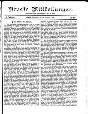 Neueste Mittheilungen vom 15.12.1883