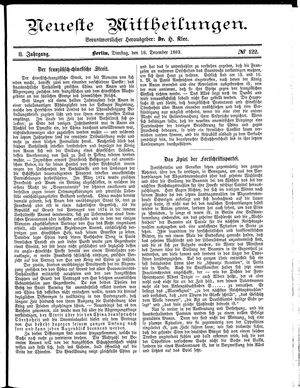 Neueste Mittheilungen vom 18.12.1883
