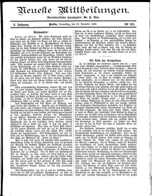 Neueste Mittheilungen vom 20.12.1883
