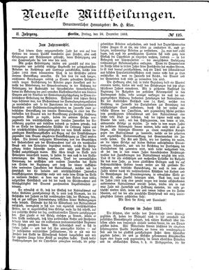 Neueste Mittheilungen vom 28.12.1883