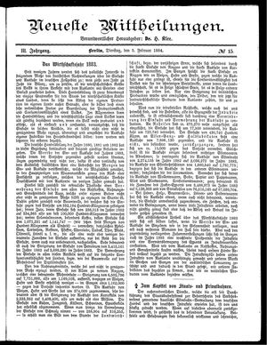 Neueste Mittheilungen vom 05.02.1884
