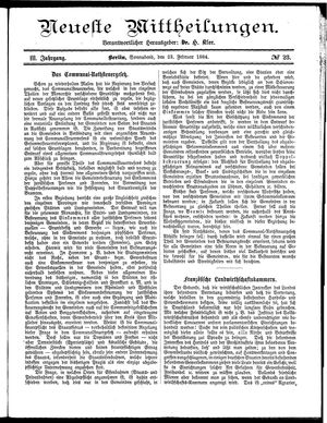 Neueste Mittheilungen vom 23.02.1884