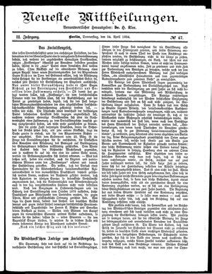 Neueste Mittheilungen vom 24.04.1884