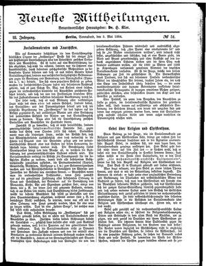 Neueste Mittheilungen on May 3, 1884