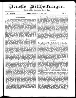 Neueste Mittheilungen on May 13, 1884