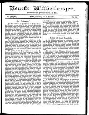 Neueste Mittheilungen vom 15.05.1884