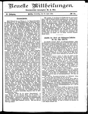 Neueste Mittheilungen on Jun 26, 1884