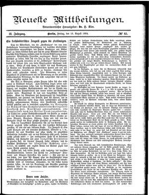 Neueste Mittheilungen on Aug 15, 1884