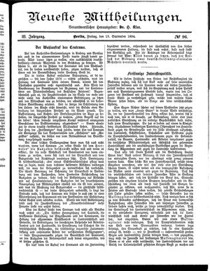 Neueste Mittheilungen on Sep 19, 1884