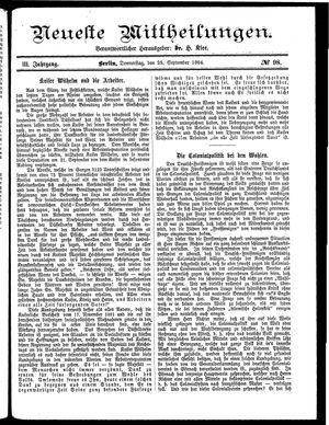 Neueste Mittheilungen on Sep 25, 1884