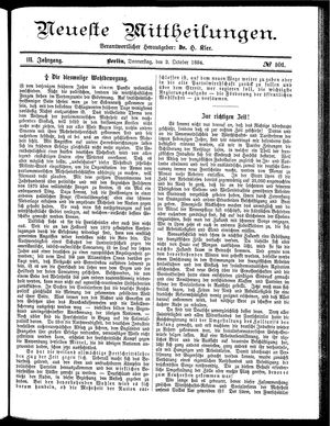 Neueste Mittheilungen on Oct 2, 1884