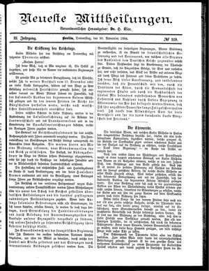 Neueste Mittheilungen vom 20.11.1884