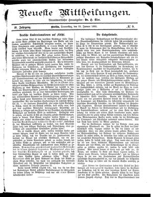 Neueste Mittheilungen vom 22.01.1885