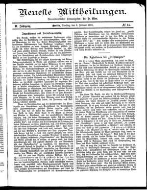 Neueste Mittheilungen on Feb 3, 1885