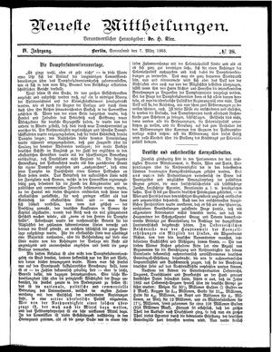 Neueste Mittheilungen vom 07.03.1885