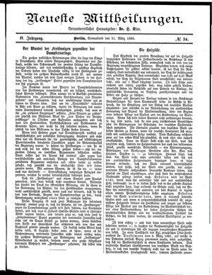 Neueste Mittheilungen vom 21.03.1885