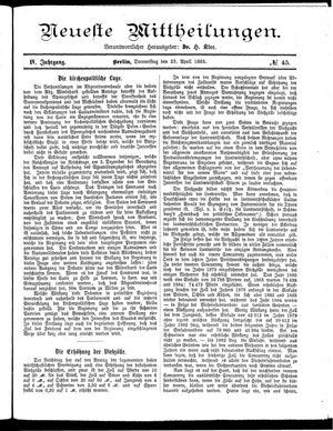 Neueste Mittheilungen vom 23.04.1885