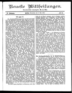 Neueste Mittheilungen vom 09.05.1885