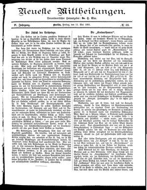 Neueste Mittheilungen vom 15.05.1885