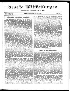 Neueste Mittheilungen vom 22.05.1885