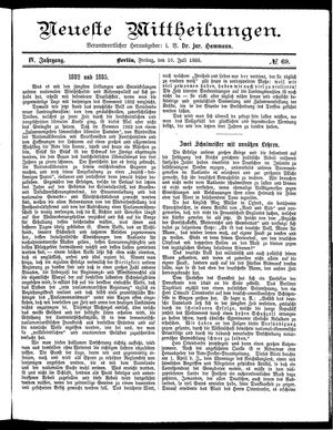 Neueste Mittheilungen vom 10.07.1885