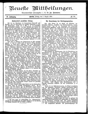 Neueste Mittheilungen on Aug 7, 1885