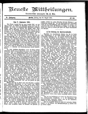 Neueste Mittheilungen on Aug 28, 1885
