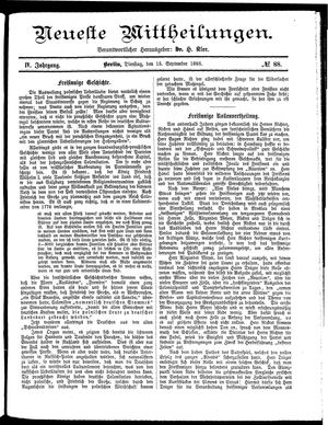Neueste Mittheilungen vom 15.09.1885