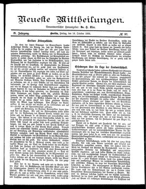 Neueste Mittheilungen vom 16.10.1885