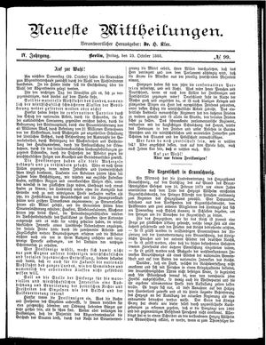 Neueste Mittheilungen vom 23.10.1885