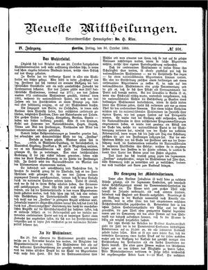 Neueste Mittheilungen vom 30.10.1885