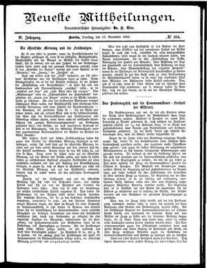 Neueste Mittheilungen vom 10.11.1885