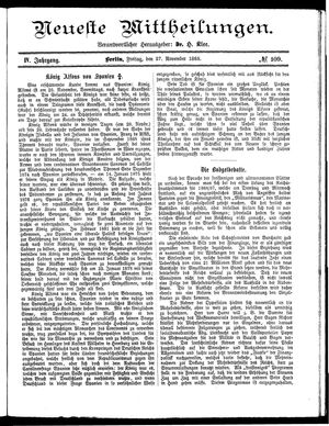 Neueste Mittheilungen vom 27.11.1885